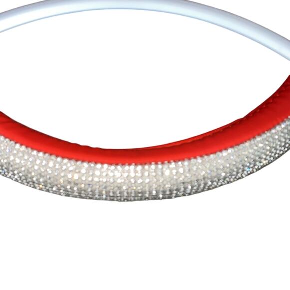NWT Steering Wheel Cover Trimmed in Rhinestones Red or Pink - Picture 2 of 8